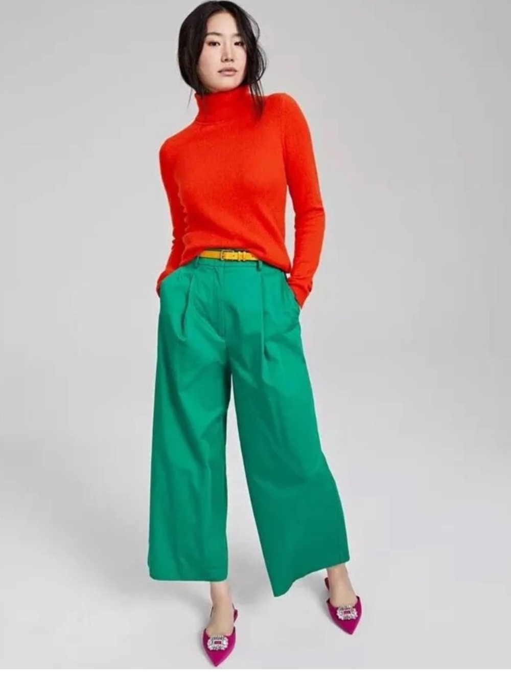 100% Cashmere Red Turtleneck Sweater Luxury Knit Fall Winter Holiday